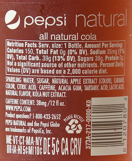 Pepsi Natural ingredients