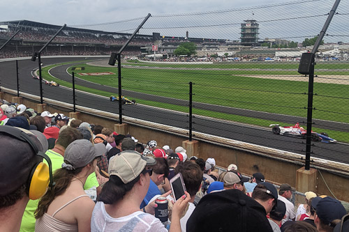 View from our seats at the exit of turn 1 at the Indy 500