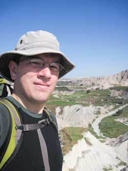 The author in front of Sage Creek Basin