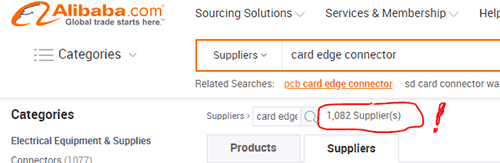 Over 1000 possible card-edge connector suppliers were listed. Too many options!